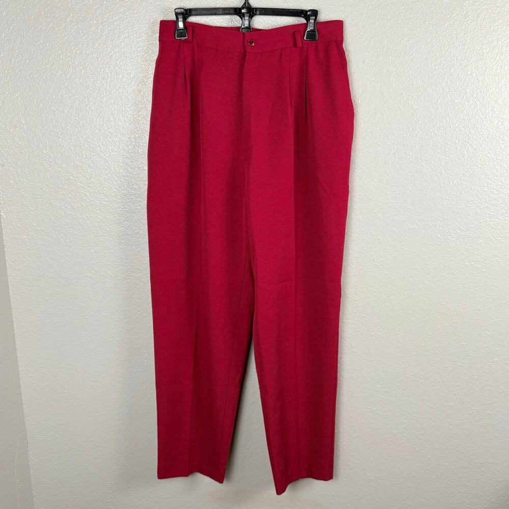 Vintage Joan Size 14W Pink Tapered High Waisted Office Pants Pockets Belt Loops